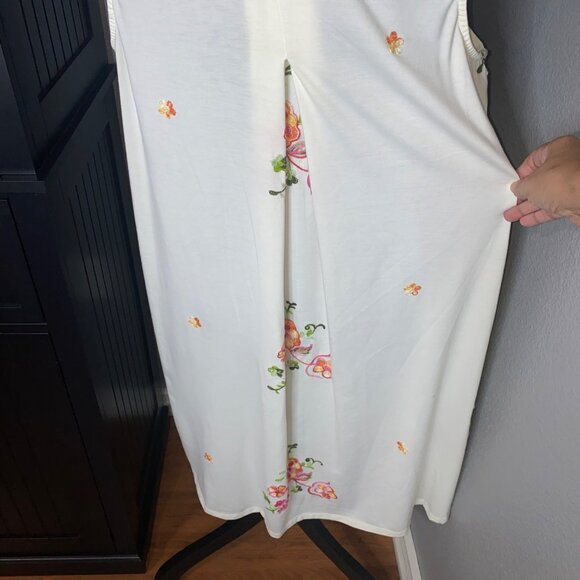 Figueroa & Flower Shirt Dress L Floral Embroidered Boho Resort Cottagecore Flowy - Picture 8 of 9